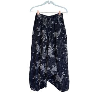 Thai Harem‎ Koi Fish Pants One Size Gray Baggy Boho Yoga Genie Aladdin Cotton